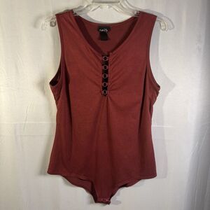 Rue21 Sleeveless Red Bodysuit Women’s Size S Cutout Front Stretch Casual Basic